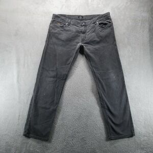 Hugo Boss Jeans Mens 40x34 Gray Maine Regular Straight Dark Wash Stretch‎ Denim